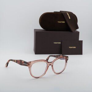Tom Ford FT5987-B 072 Round Eyeglasses 52mm - Pink/Havana/Blue Light Block